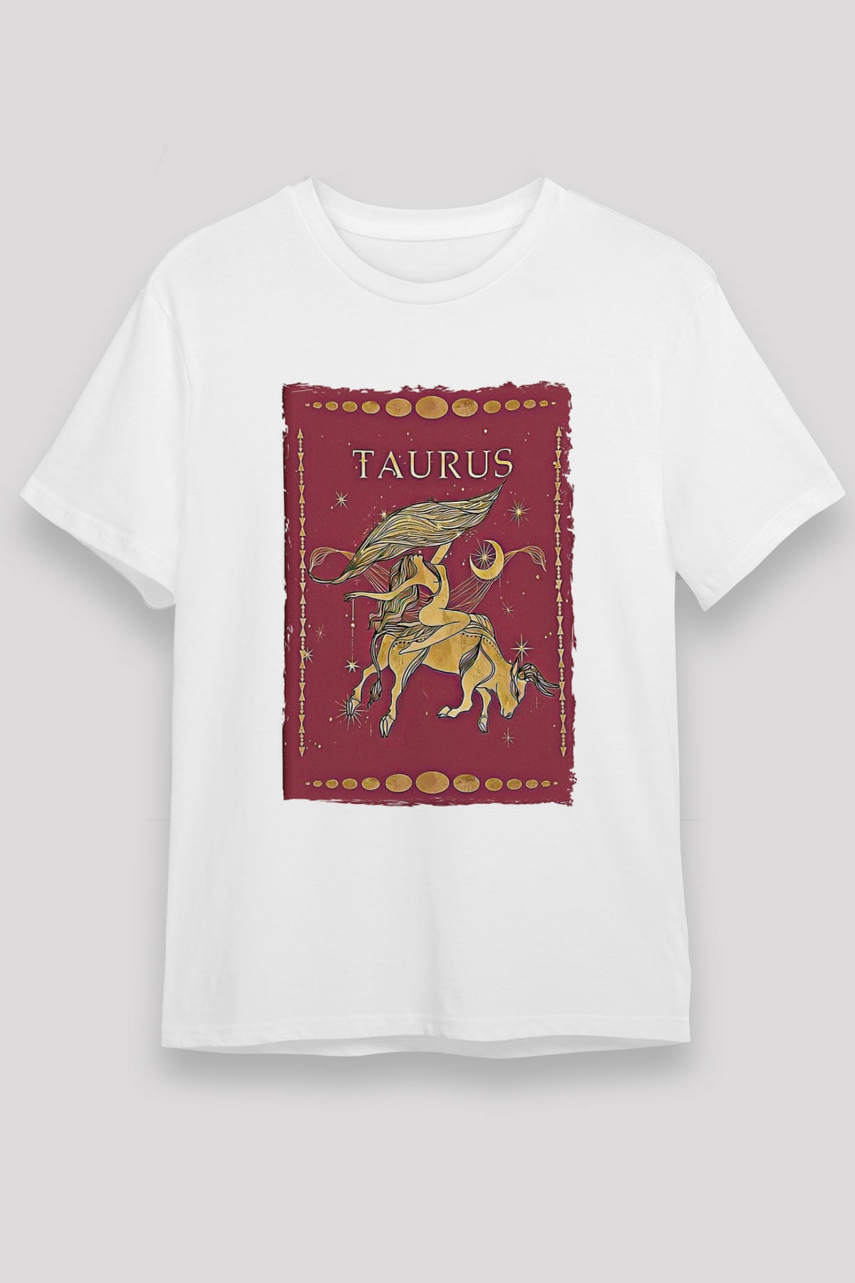 Boğa Burcu Unisex Baskılı Beyaz Tişört - Tshirt