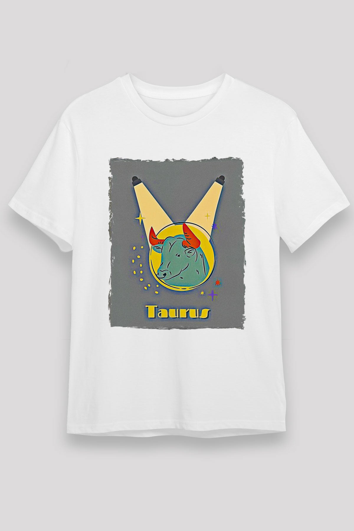 Boğa Burcu Unisex Baskılı Beyaz Tişört - Tshirt
