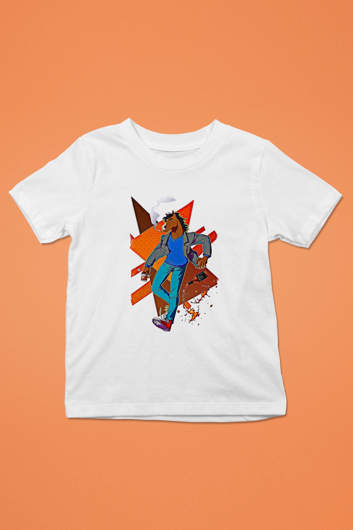 Bojack Horseman Baskılı Beyaz Unisex Beyaz Çocuk Tişört - Tshirt