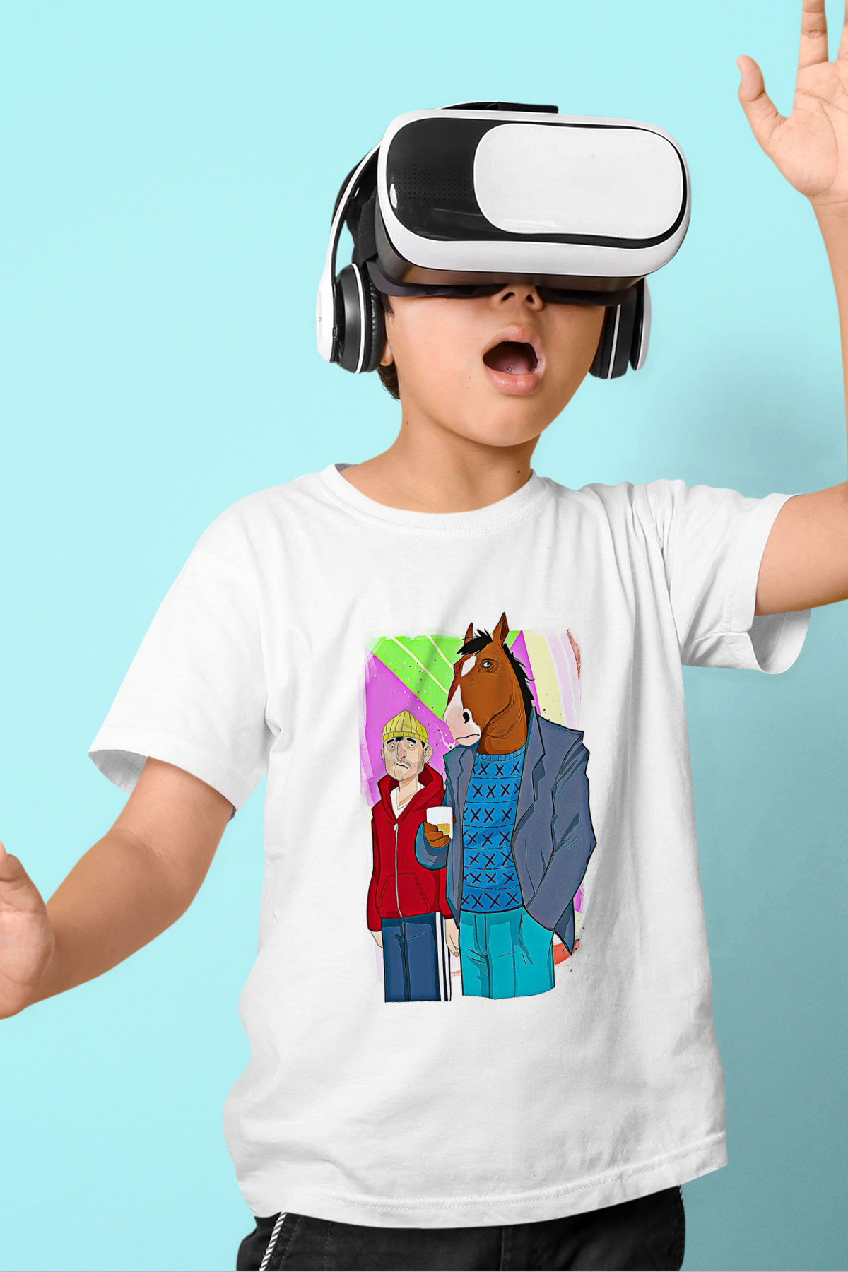 Bojack Horseman Baskılı Beyaz Unisex Beyaz Çocuk Tişört - Tshirt