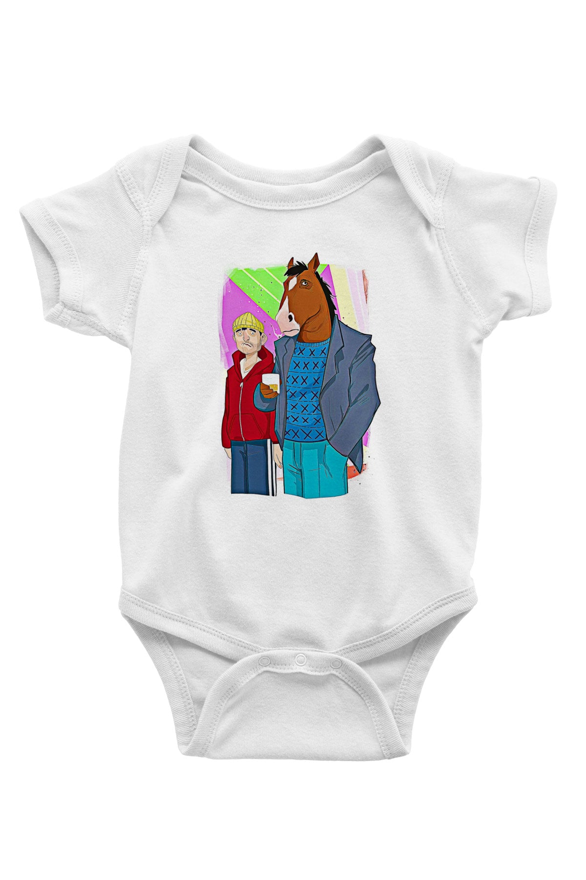 Bojack Horseman Baskılı Beyaz Unisex Bebek Body - Zıbın