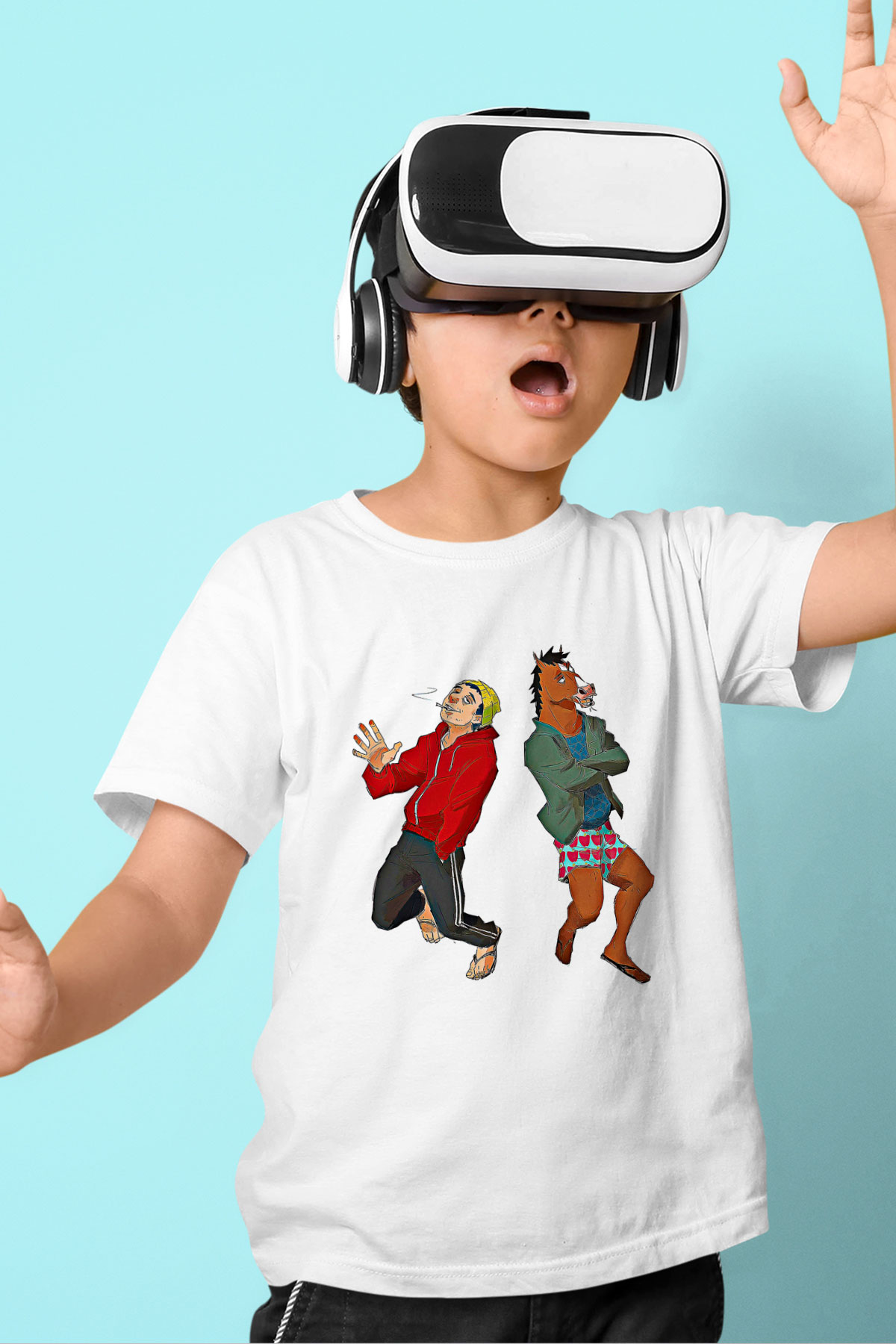 Bojack Horseman Baskılı Beyaz Unisex Beyaz Çocuk Tişört - Tshirt
