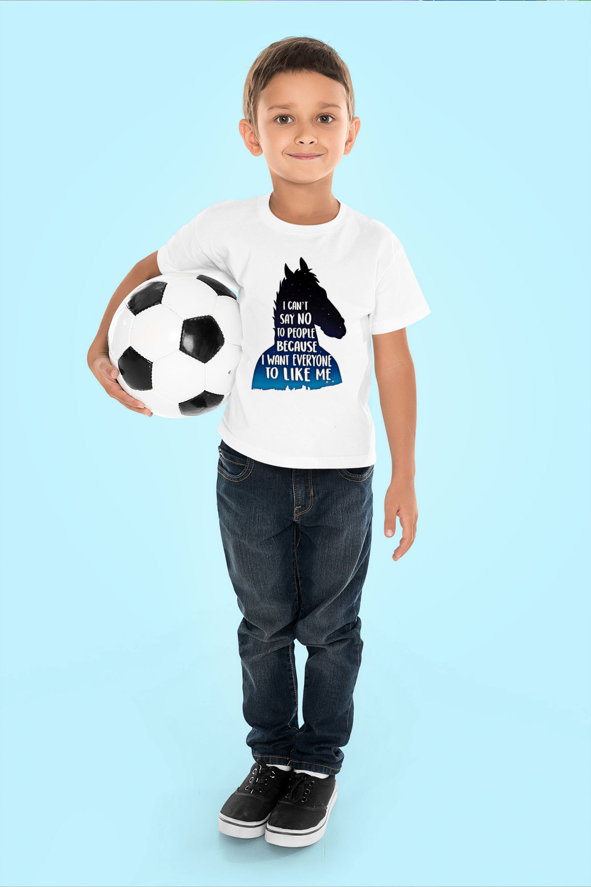 Bojack Horseman Baskılı Beyaz Unisex Beyaz Çocuk Tişört - Tshirt