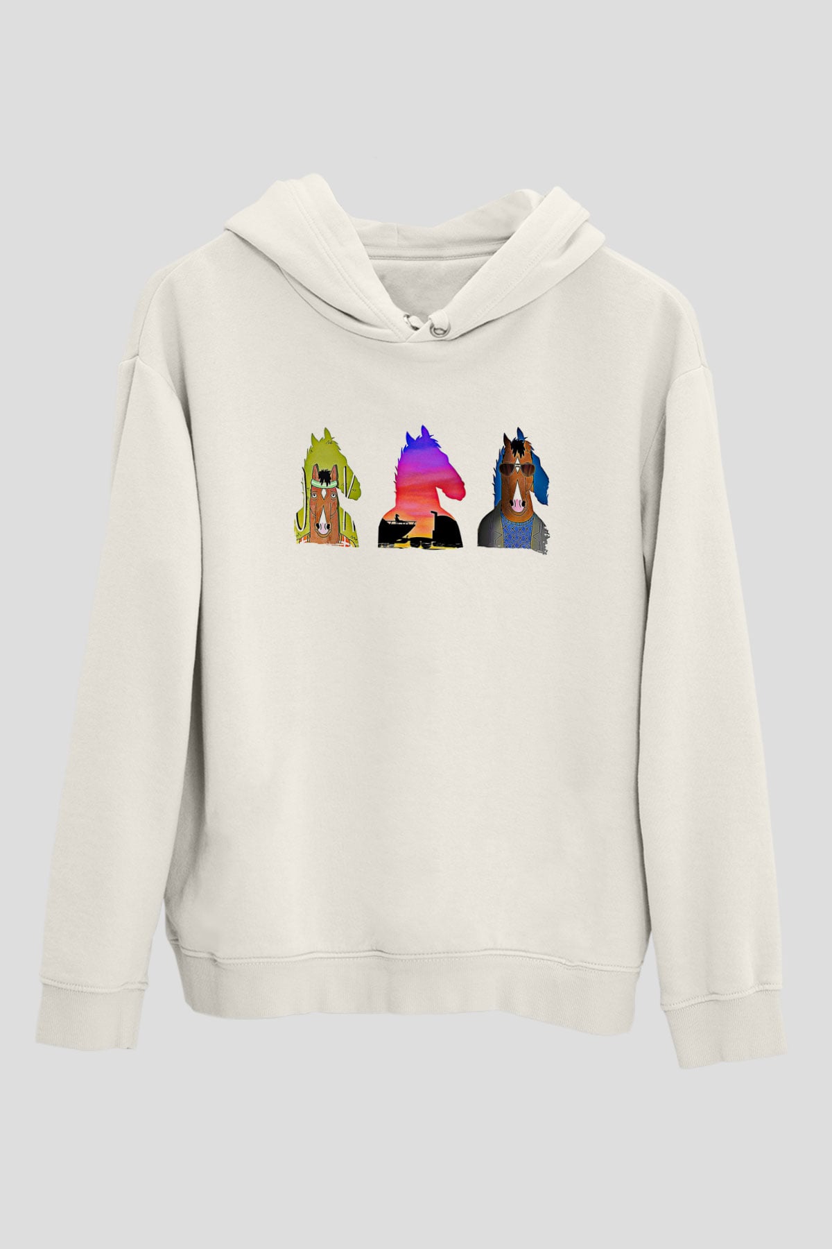 Bojack Horseman Baskılı Beyaz Unisex Hoodie