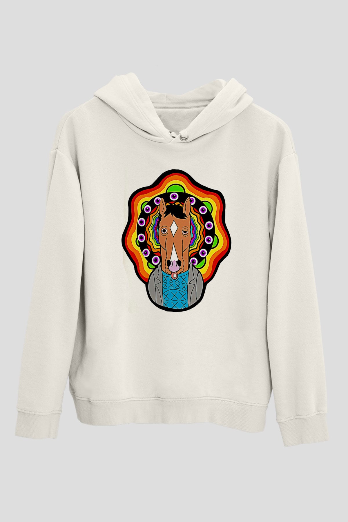 Bojack Horseman Baskılı Beyaz Unisex Hoodie