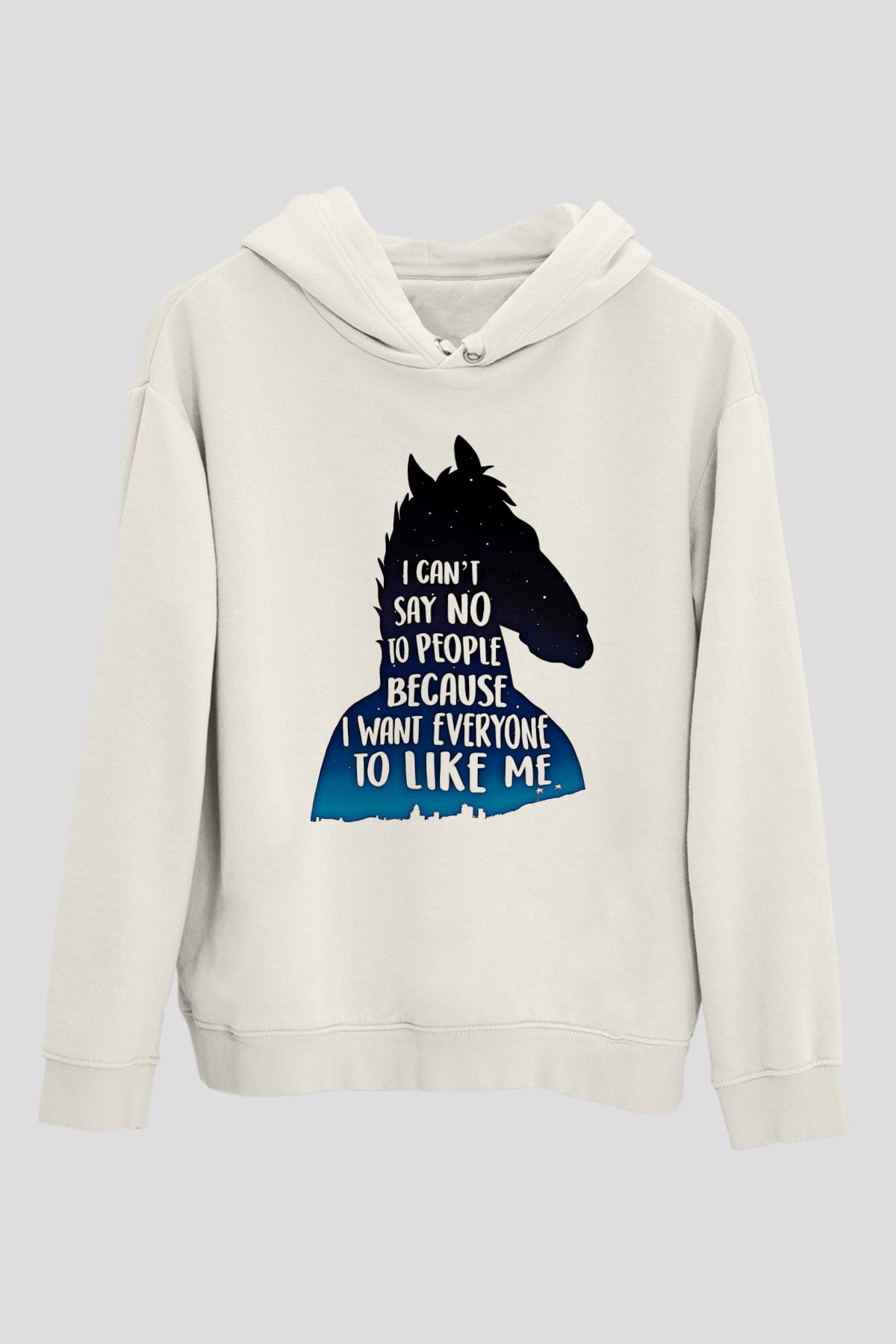 Bojack Horseman Baskılı Beyaz Unisex Hoodie