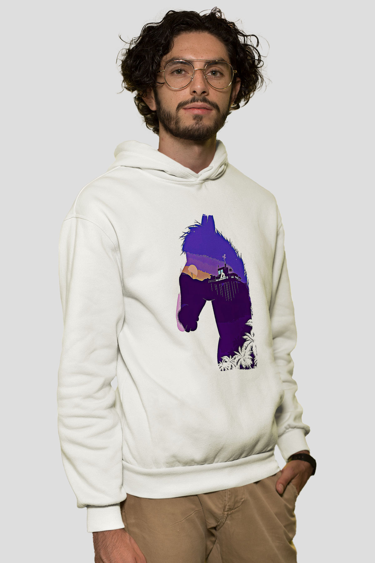Bojack Horseman Baskılı Beyaz Unisex Hoodie
