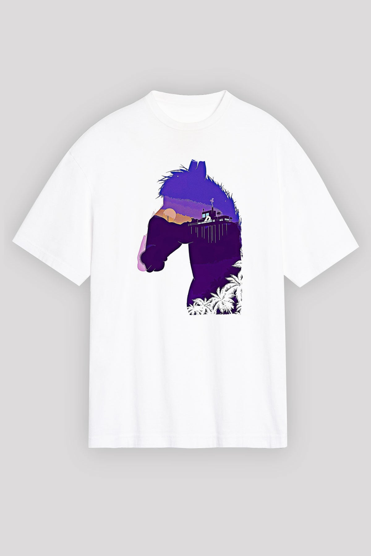 Bojack Horseman Baskılı Beyaz Unisex Oversize Tişört - Tshirt