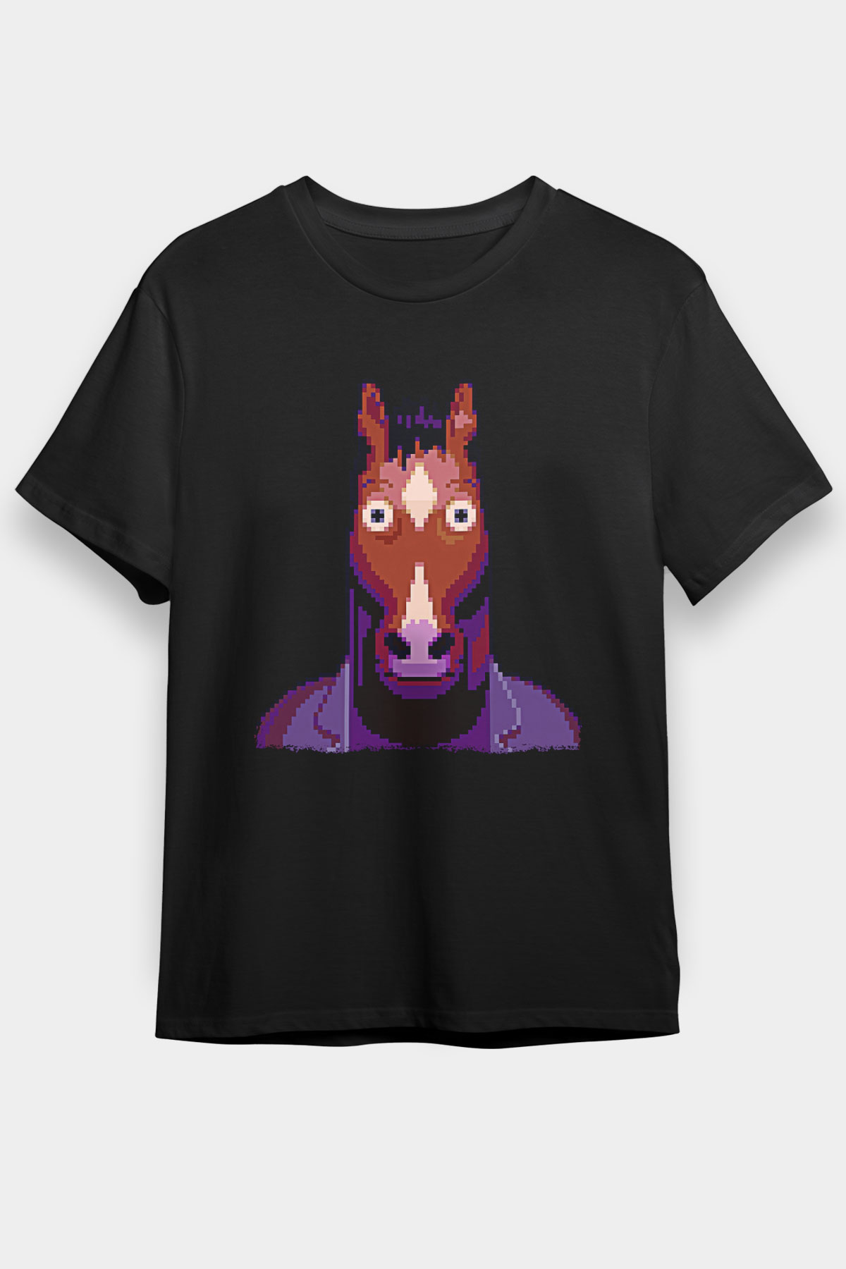 Bojack Horseman Baskılı Unisex Siyah Tişört - Tshirt