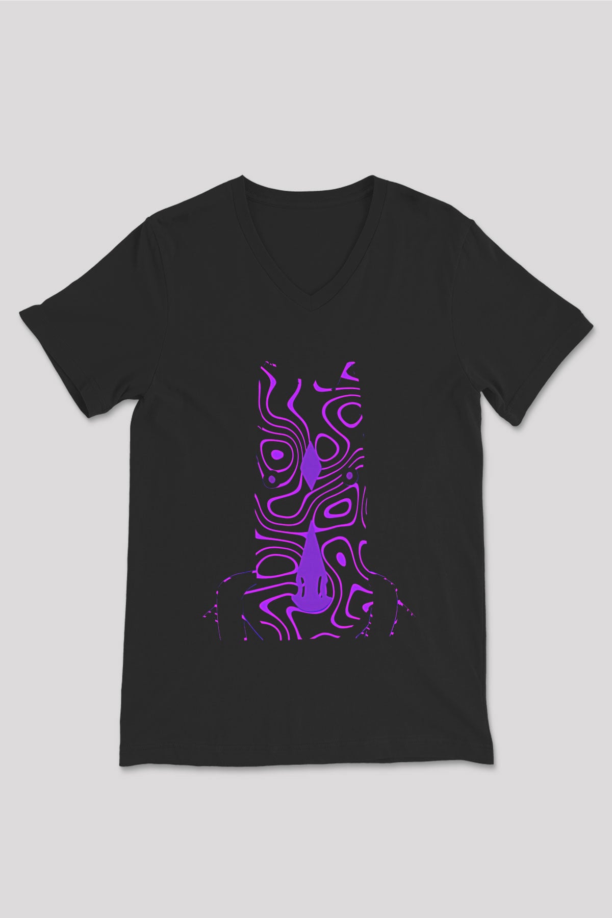 Bojack Horseman Baskılı Unisex Siyah V Yaka Tişört - Tshirt