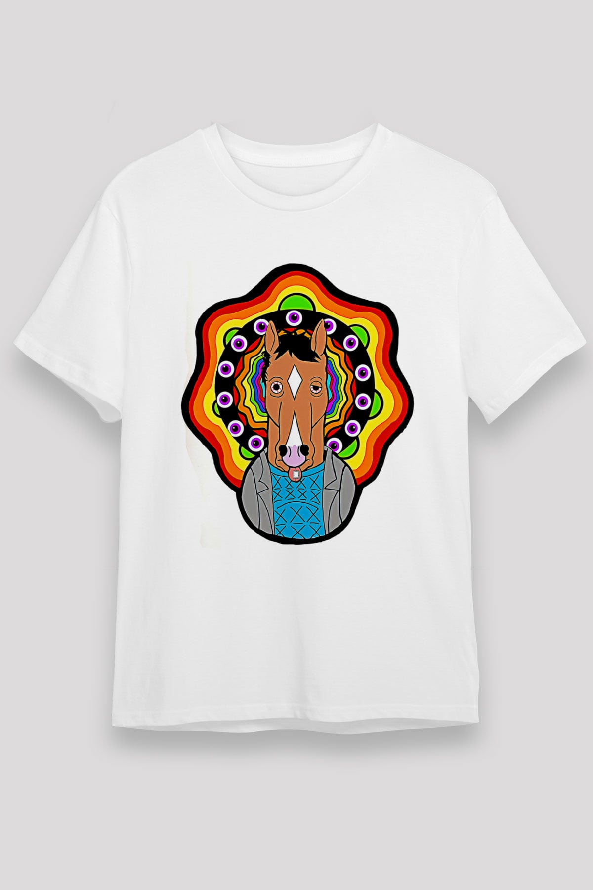Bojack Horseman Unisex Baskılı Beyaz Tişört - Tshirt