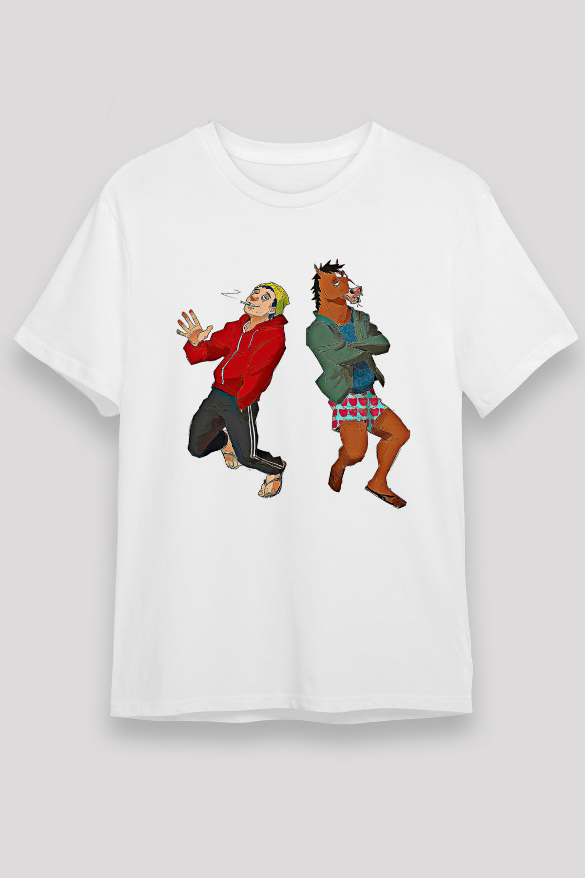 Bojack Horseman Unisex Baskılı Beyaz Tişört - Tshirt