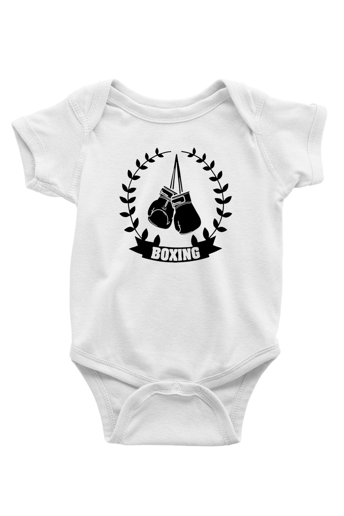 Boks Baskılı Beyaz Unisex Bebek Body - Zıbın