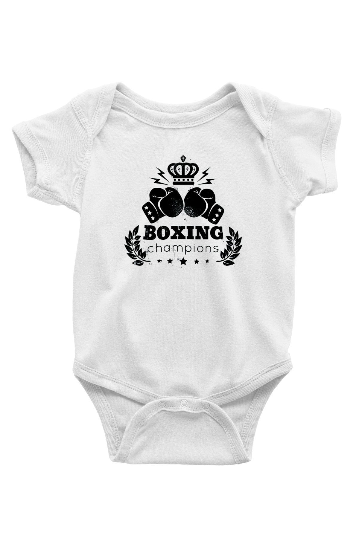 Boks Baskılı Beyaz Unisex Bebek Body - Zıbın