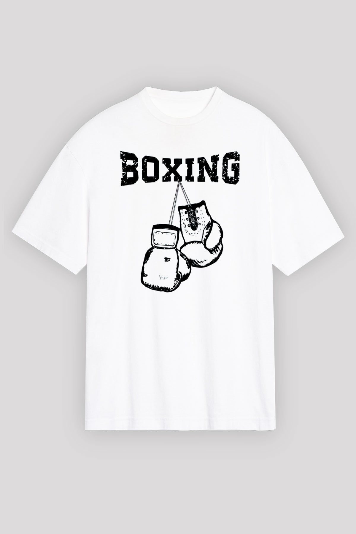 Boks Beyaz Unisex Oversize Tişört T-Shirt