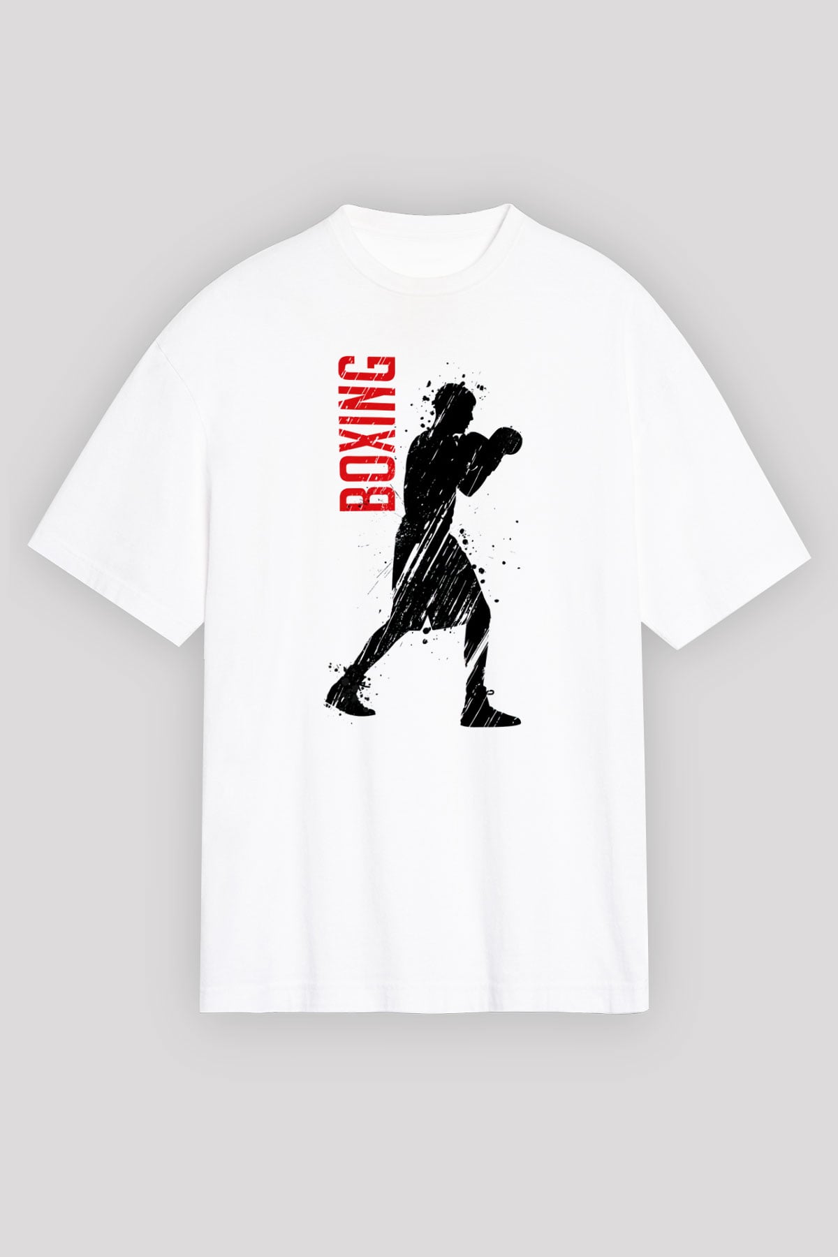 Boks Beyaz Unisex Oversize Tişört T-Shirt