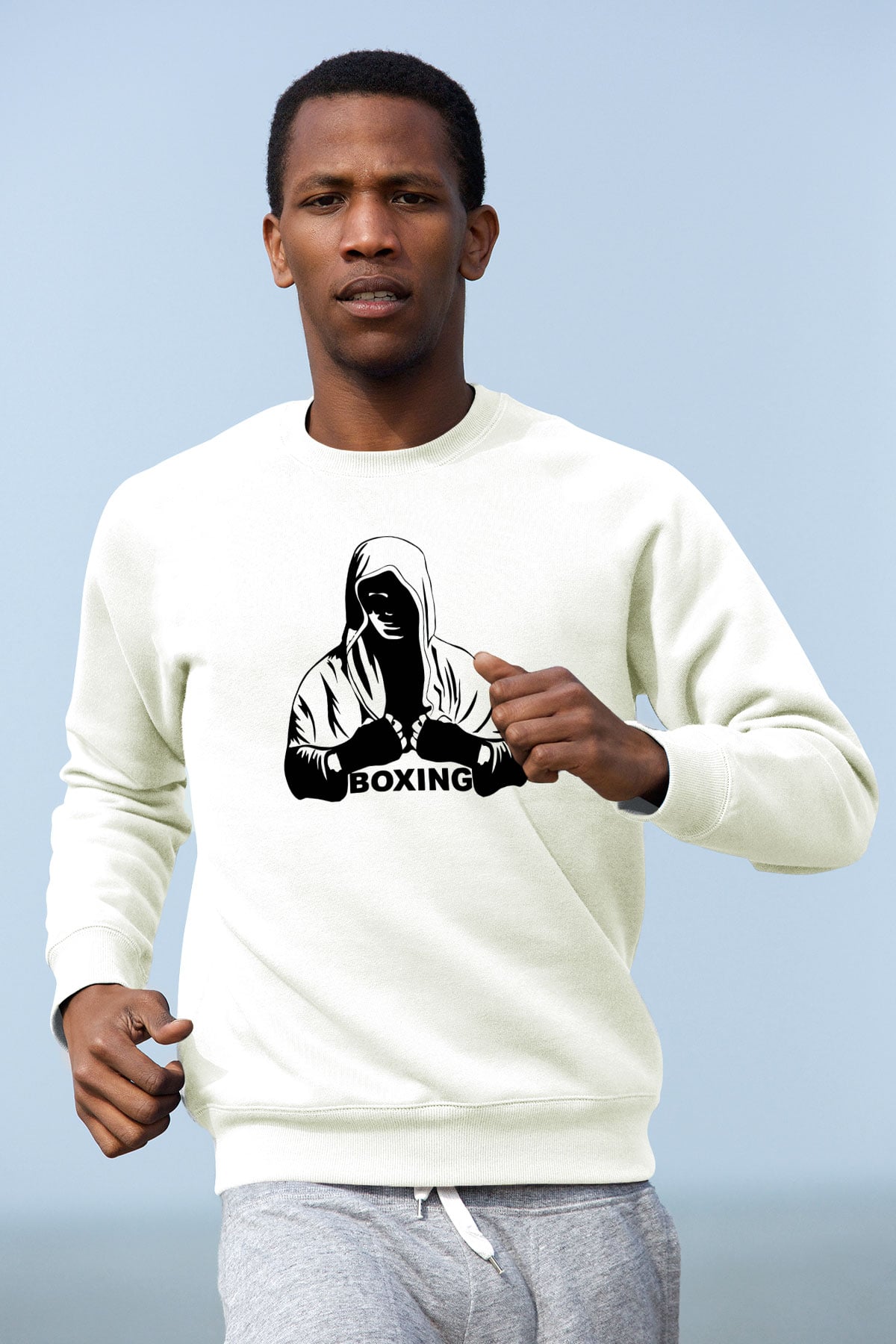 Boks Beyaz Unisex Sweatshirt