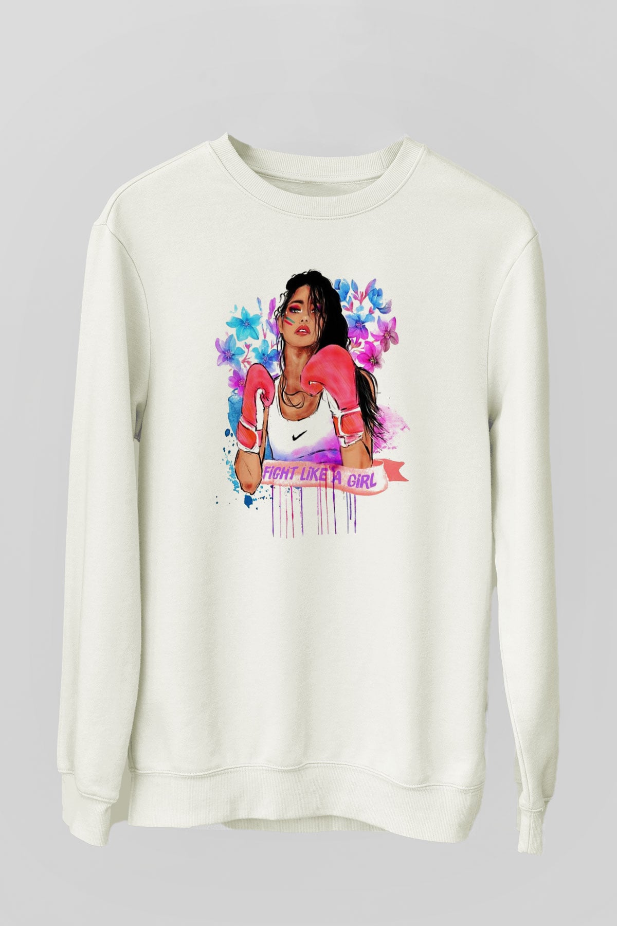 Boks Beyaz Unisex Sweatshirt