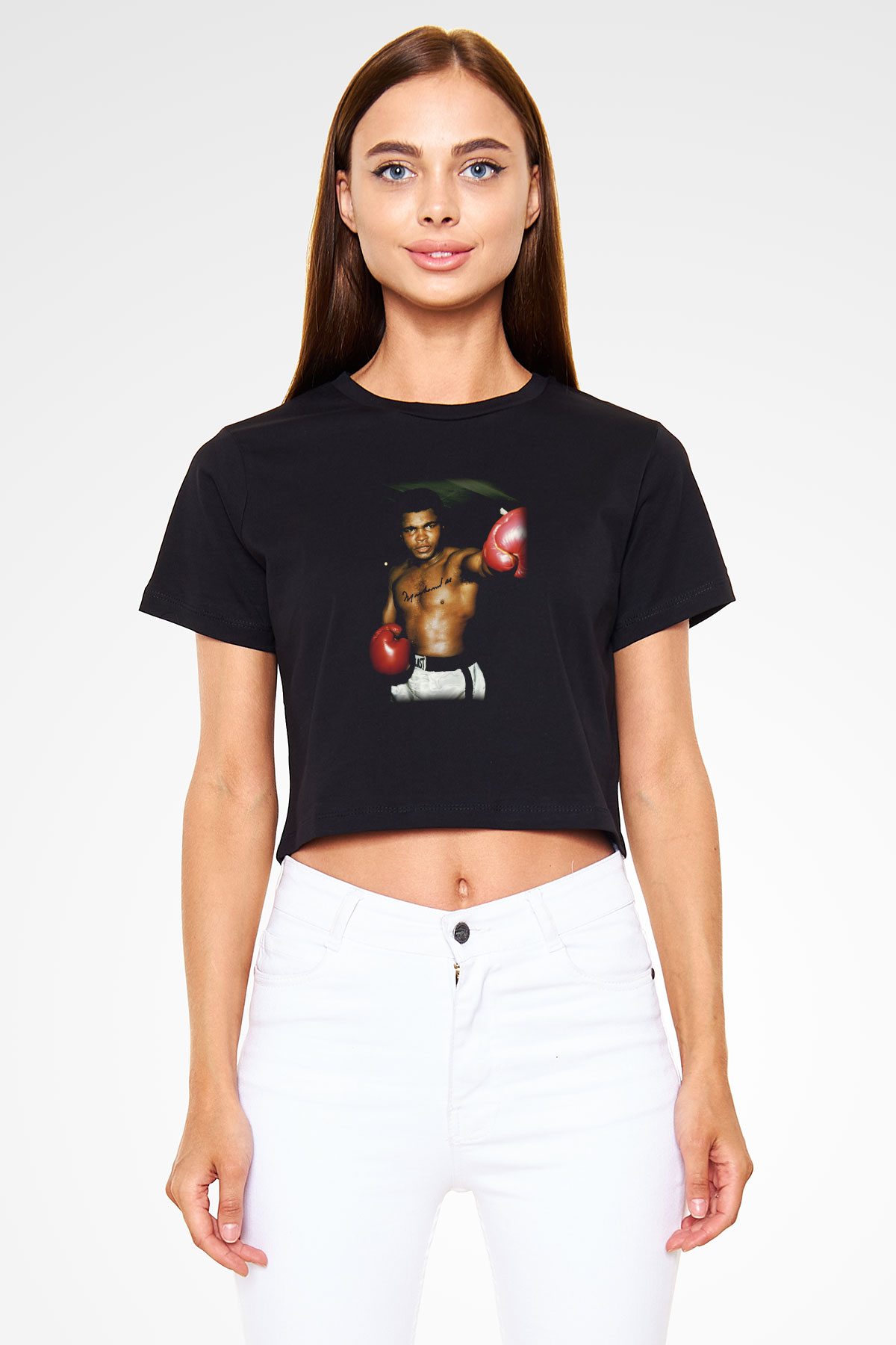 Boks Siyah Crop Top Tişört