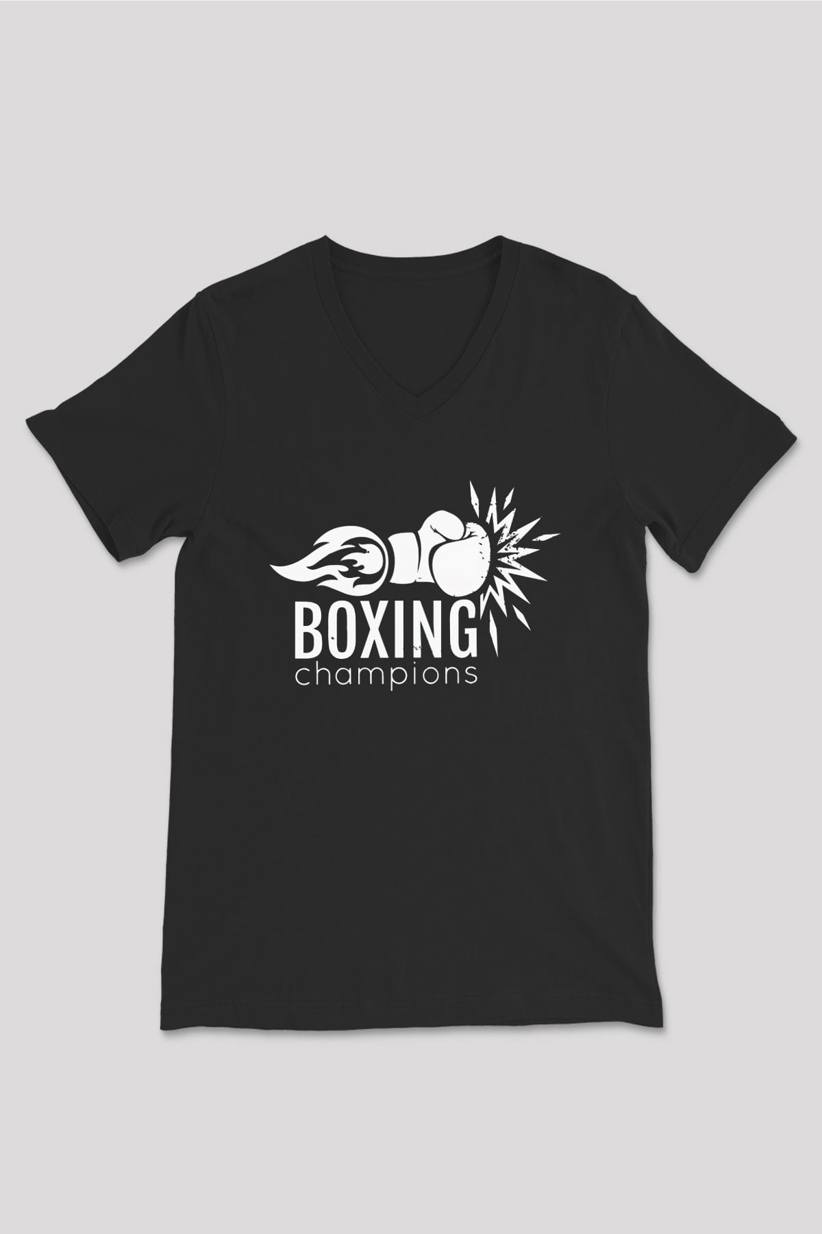 Boks Siyah Unisex V Yaka Tişört