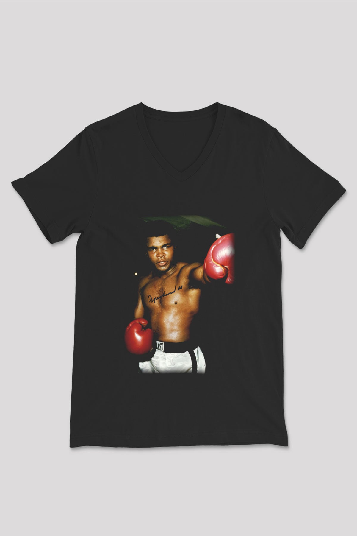 Boks Siyah Unisex V Yaka Tişört T-Shirt