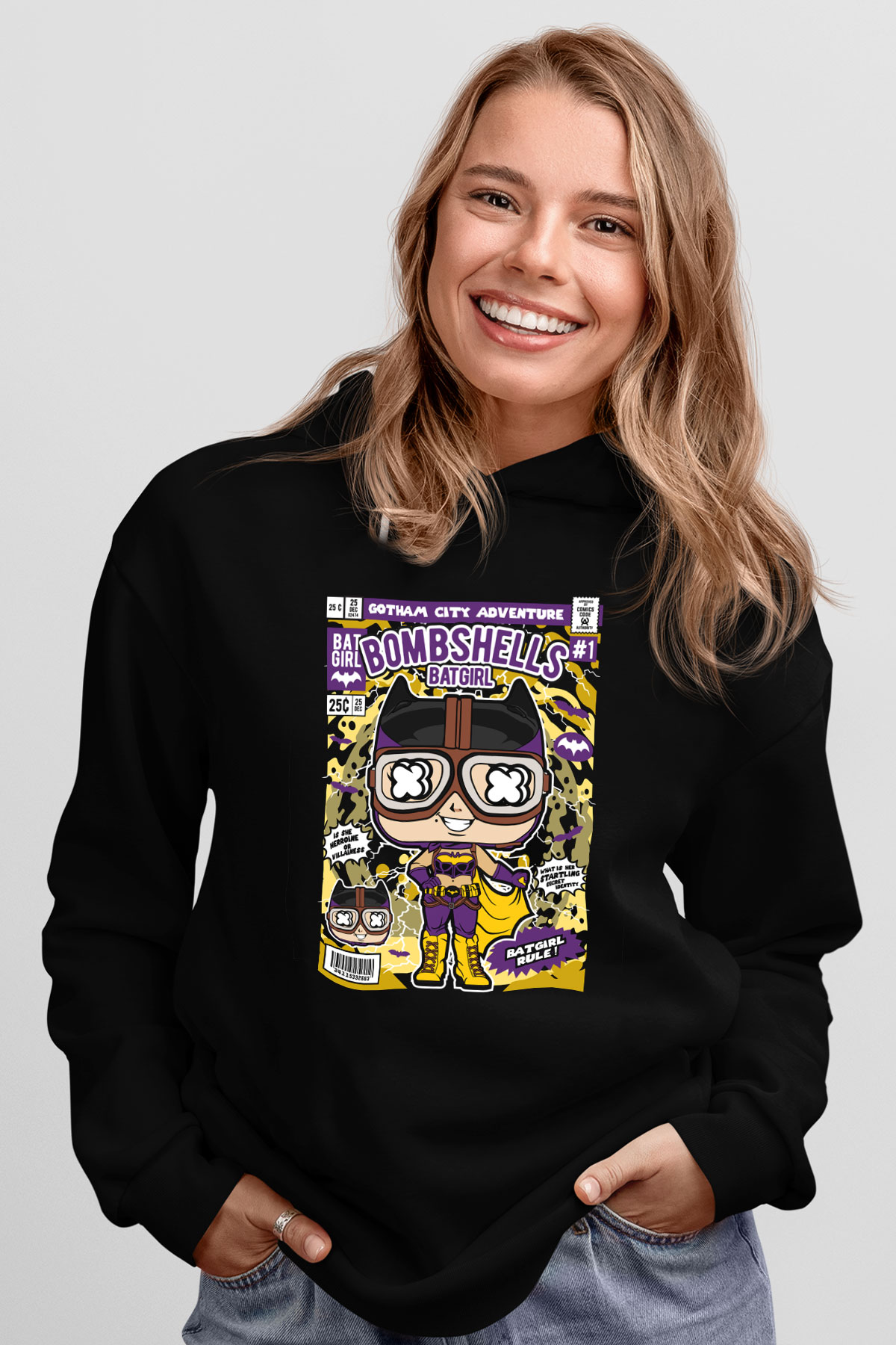 Bombshells Baskılı Unisex Siyah Hoodie