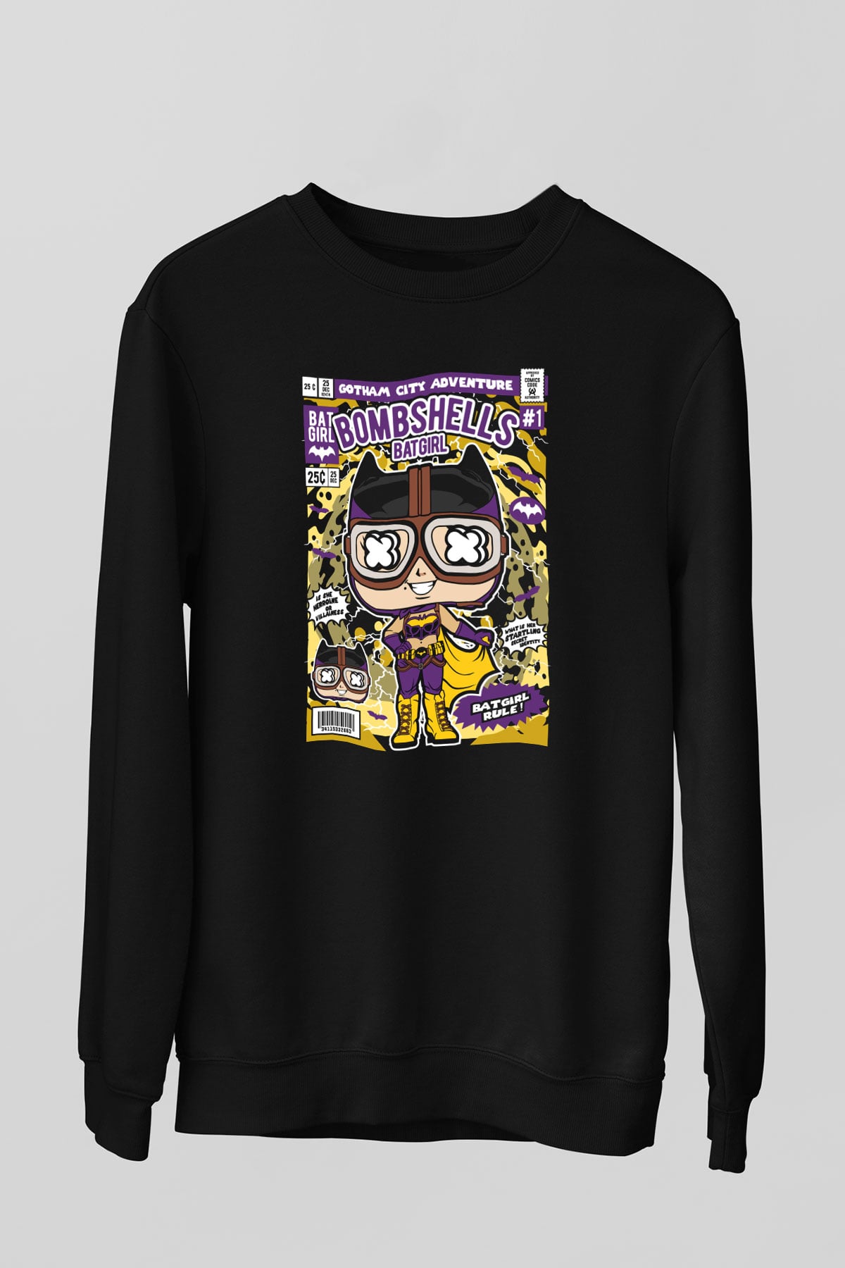 Bombshells Baskılı Unisex Siyah Sweatshirt