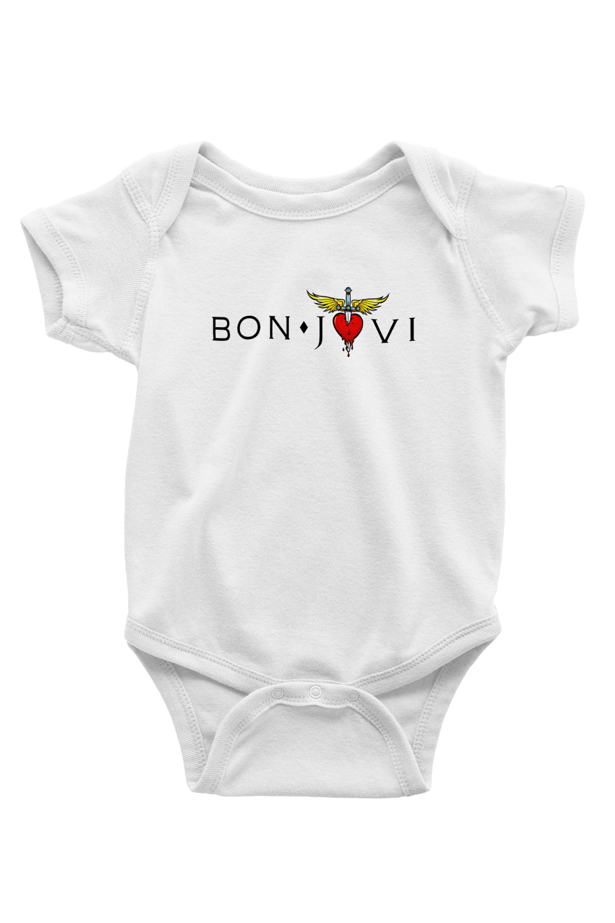 Bon Jovi Baskılı Beyaz Unisex Bebek Body - Zıbın
