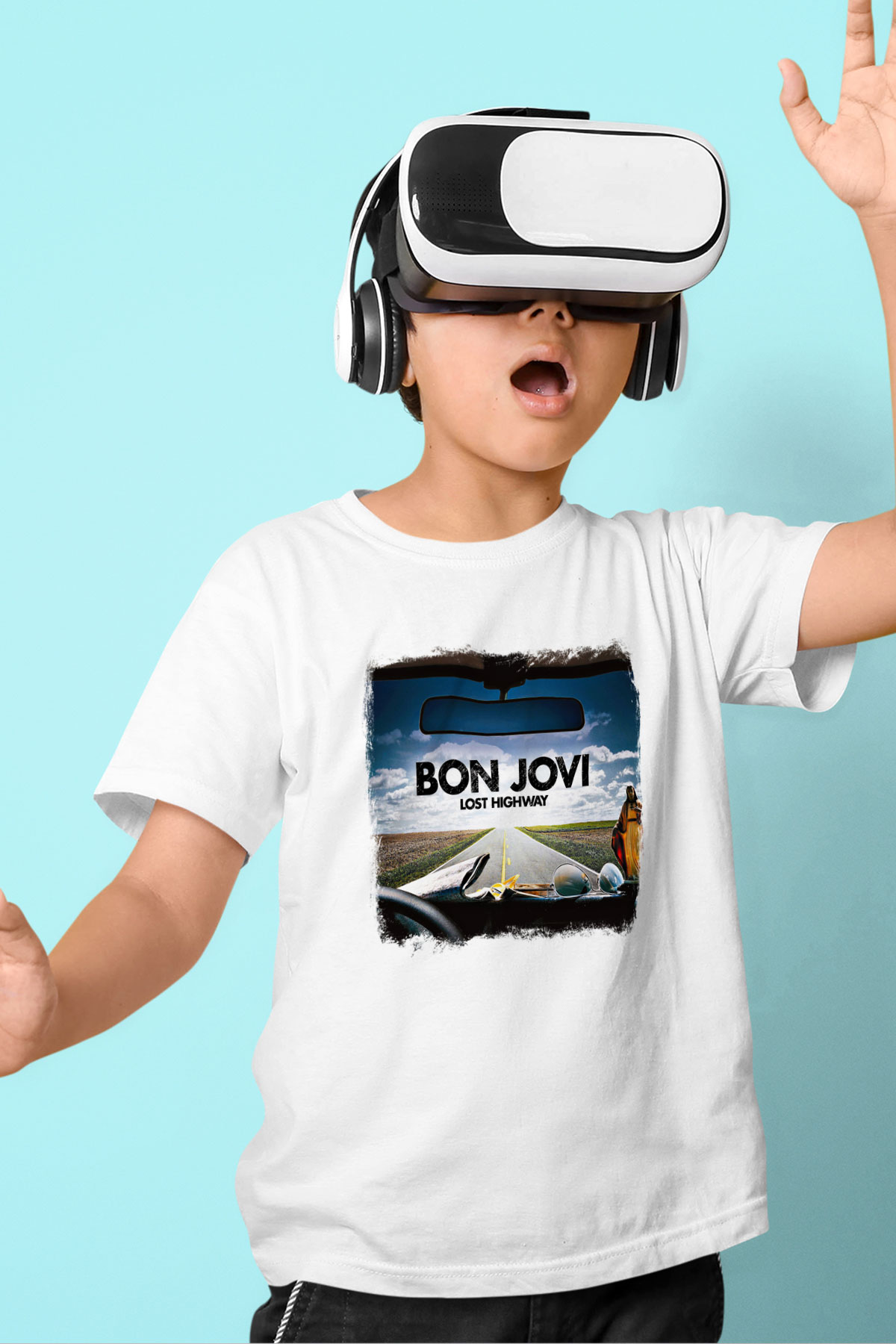 Bon Jovi Baskılı Unisex Beyaz Çocuk Tişört