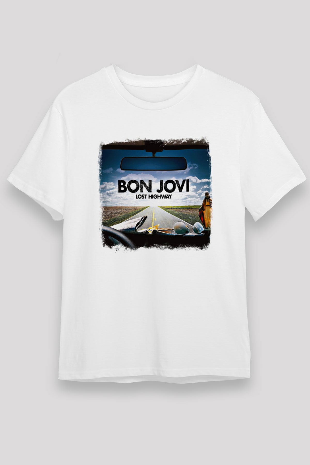 Bon Jovi Baskılı Unisex Beyaz Tişört