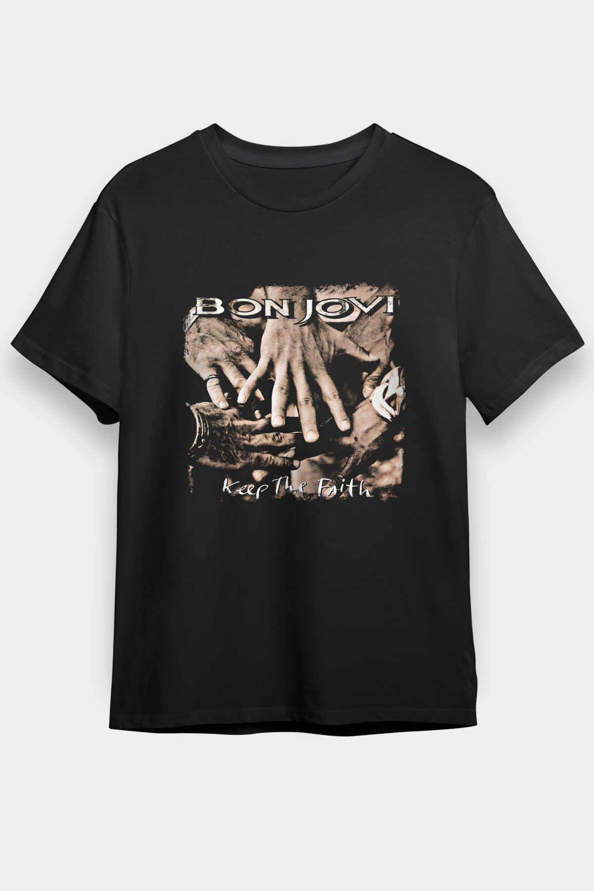 Bon Jovi Baskılı Unisex Siyah Tişört