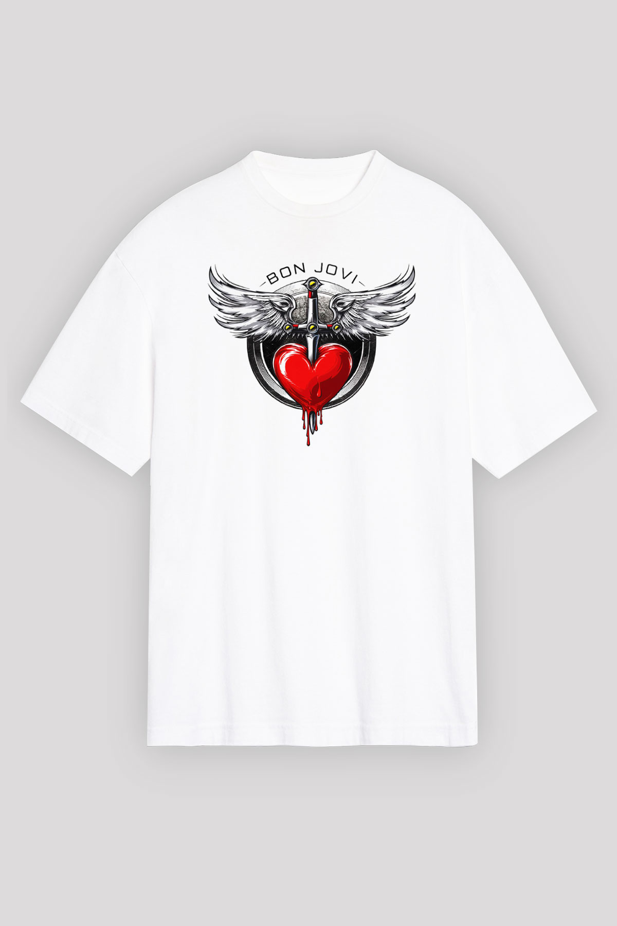 Bon Jovi Beyaz Unisex Tişört T-Shirt - TişörtFabrikası