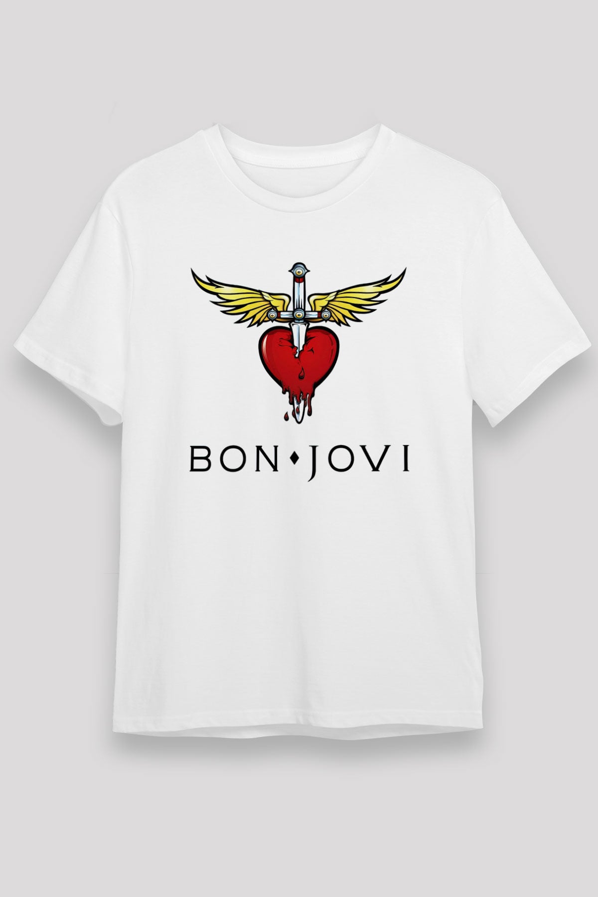 Bon Jovi Beyaz Unisex Tişört T-Shirt - TişörtFabrikası