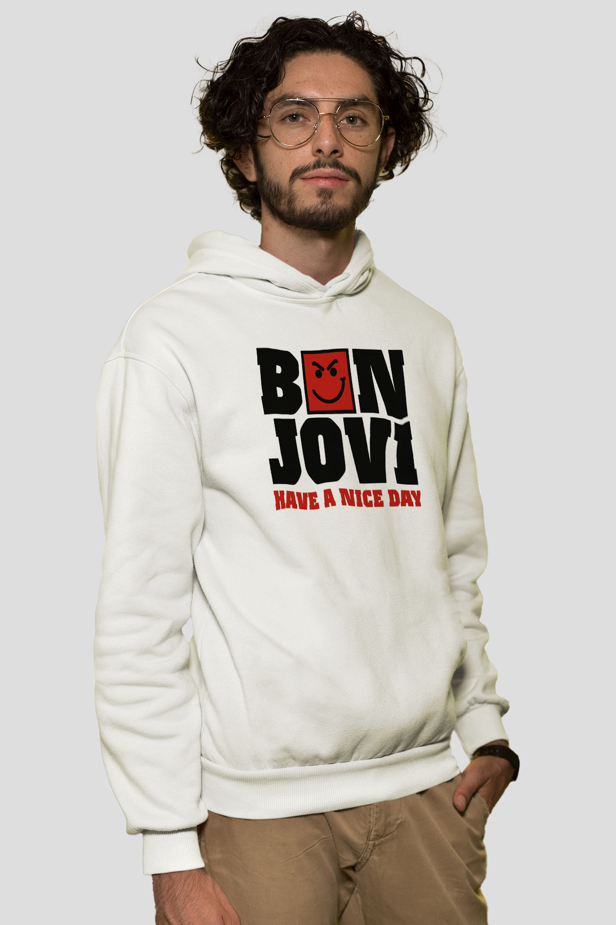 Bon Jovi Have A Nice Day Beyaz Unisex Kapüşonlu Sweatshirt