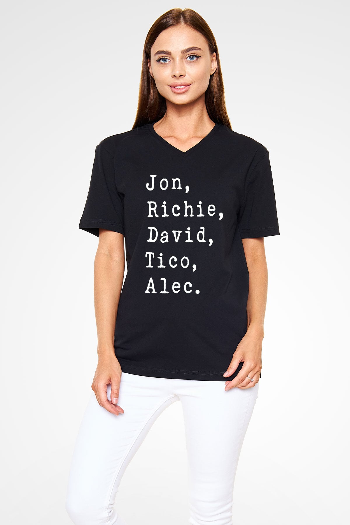 Bon Jovi Siyah Unisex V Yaka Tişört