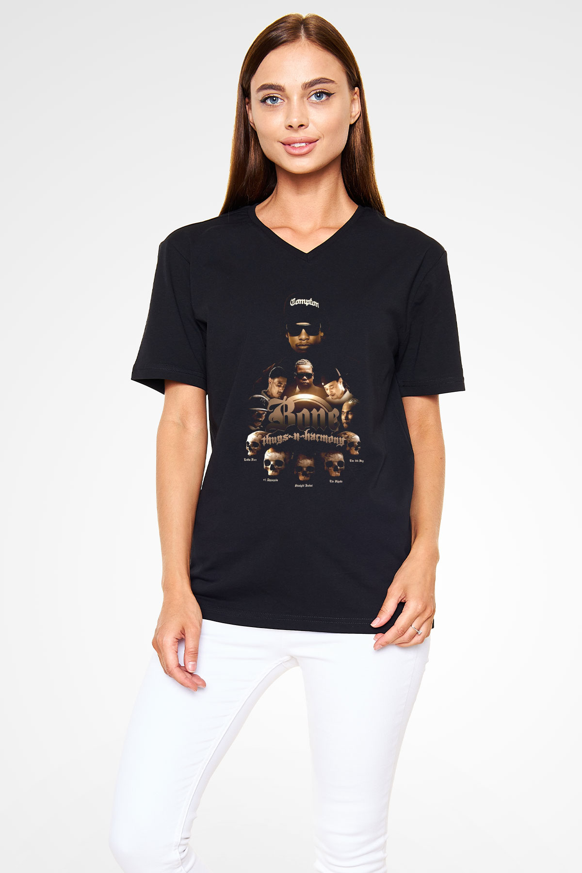 Bone Thugs-n-Harmony Siyah Unisex V Yaka Tişört