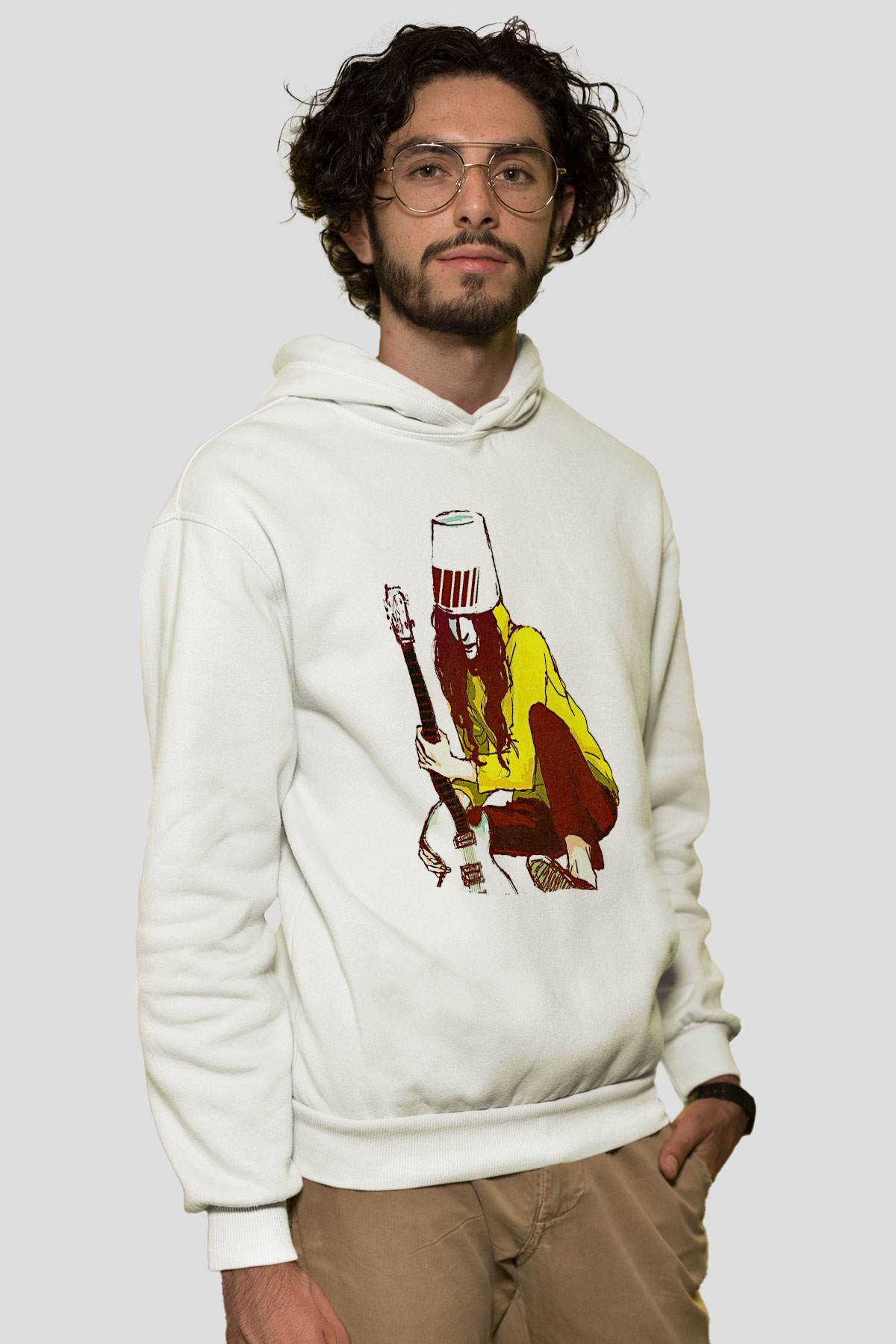 Boney M Baskılı Beyaz Unisex Kapüşonlu Sweatshirt