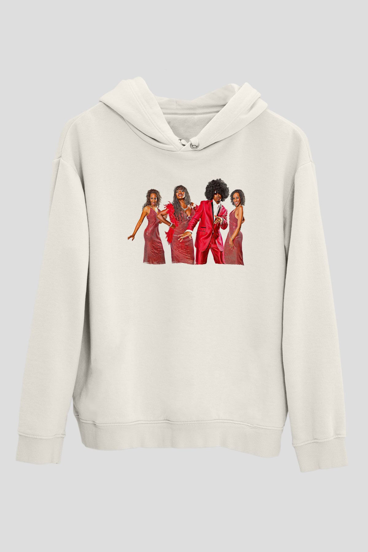Boney M Baskılı Beyaz Unisex Kapüşonlu Sweatshirt