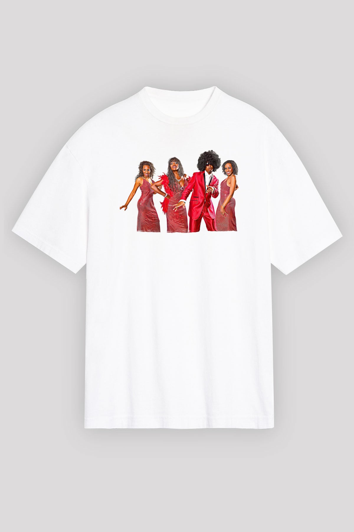 Boney M Baskılı Beyaz Unisex Oversize Tişört - Tshirt