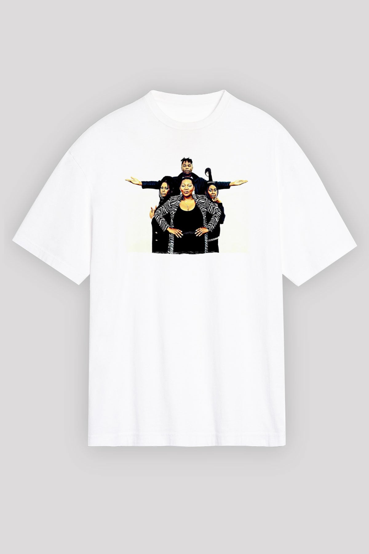 Boney M Baskılı Beyaz Unisex Oversize Tişört - Tshirt