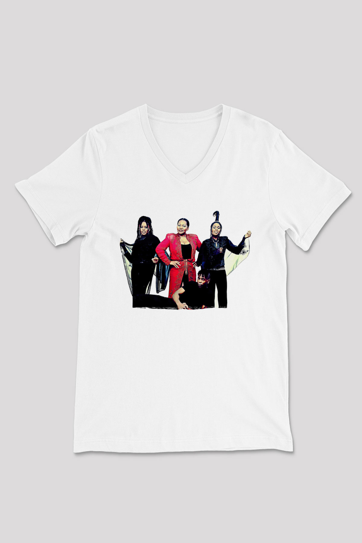 Boney M Baskılı Beyaz Unisex V Yaka Tişört - Tshirt