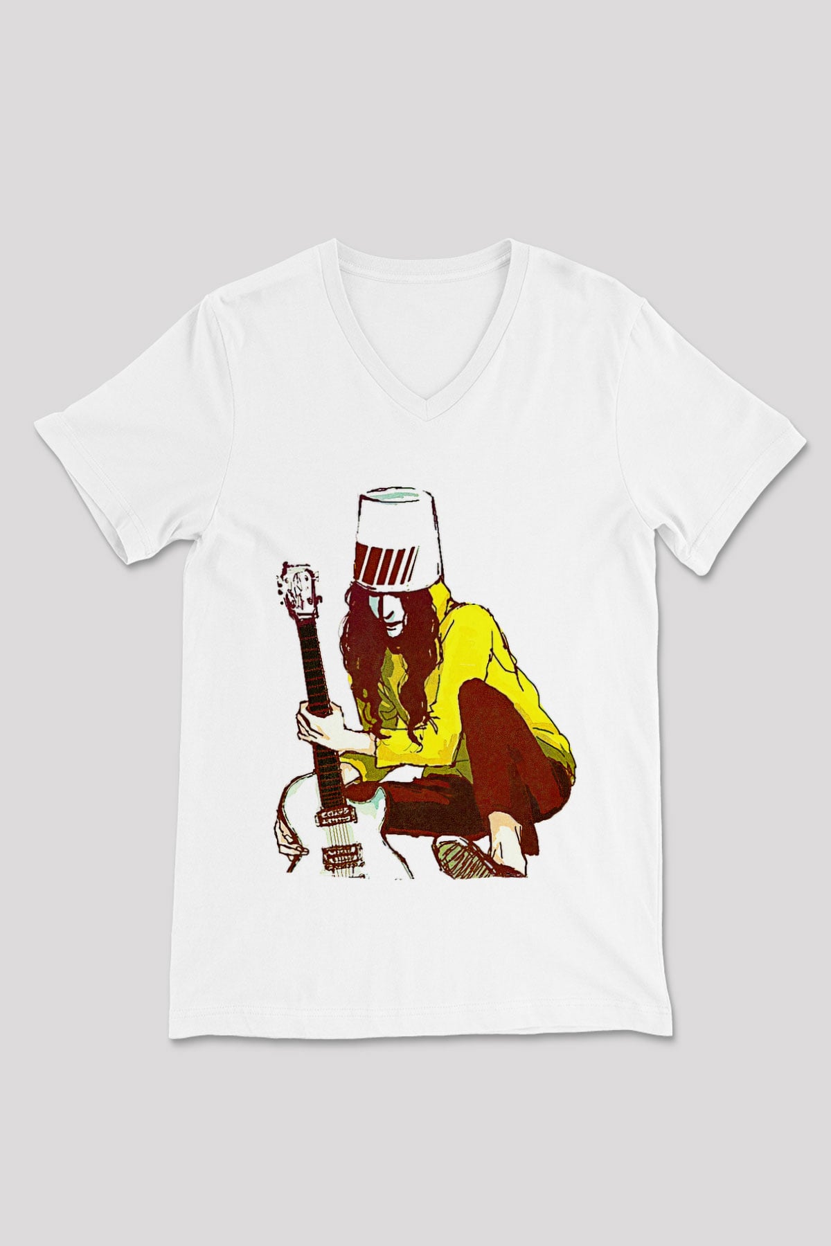 Boney M Baskılı Beyaz Unisex V Yaka Tişört - Tshirt
