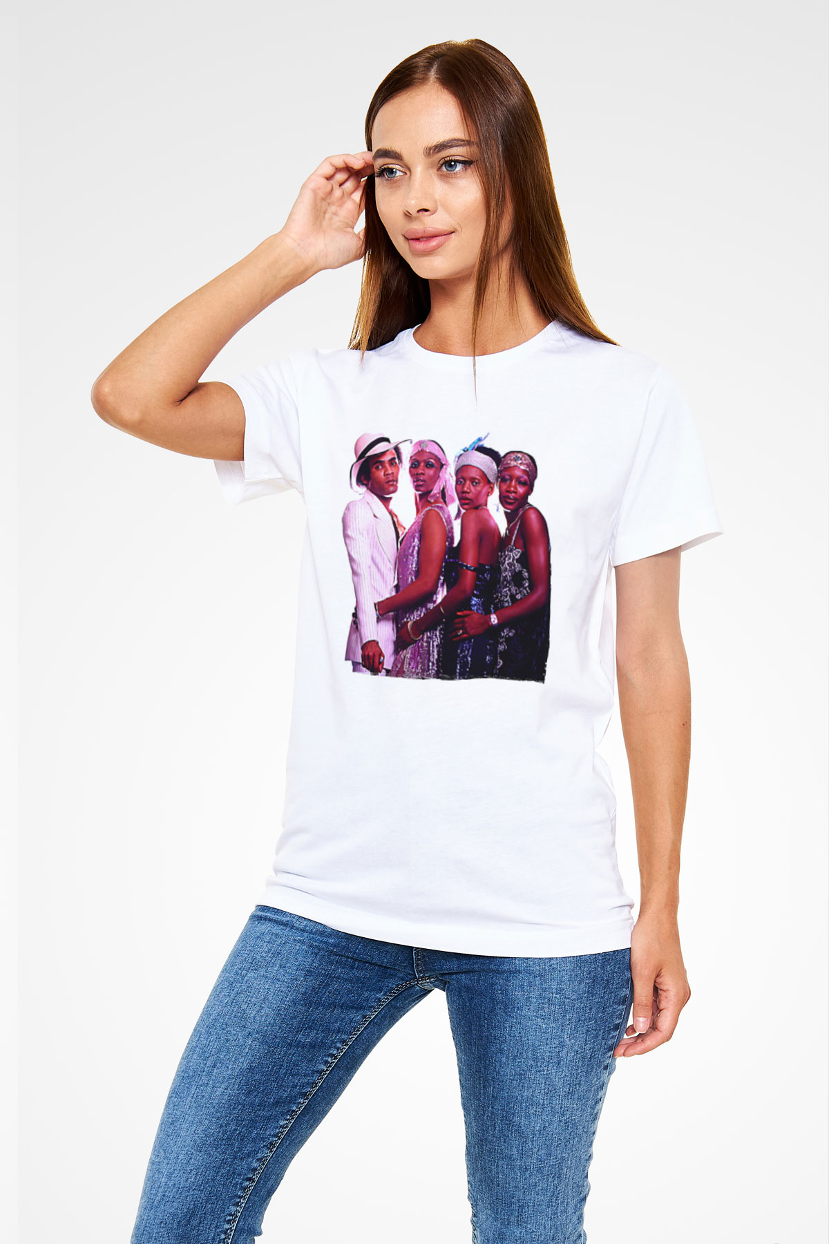Boney M Baskılı Unisex Beyaz Tişört - Tshirt