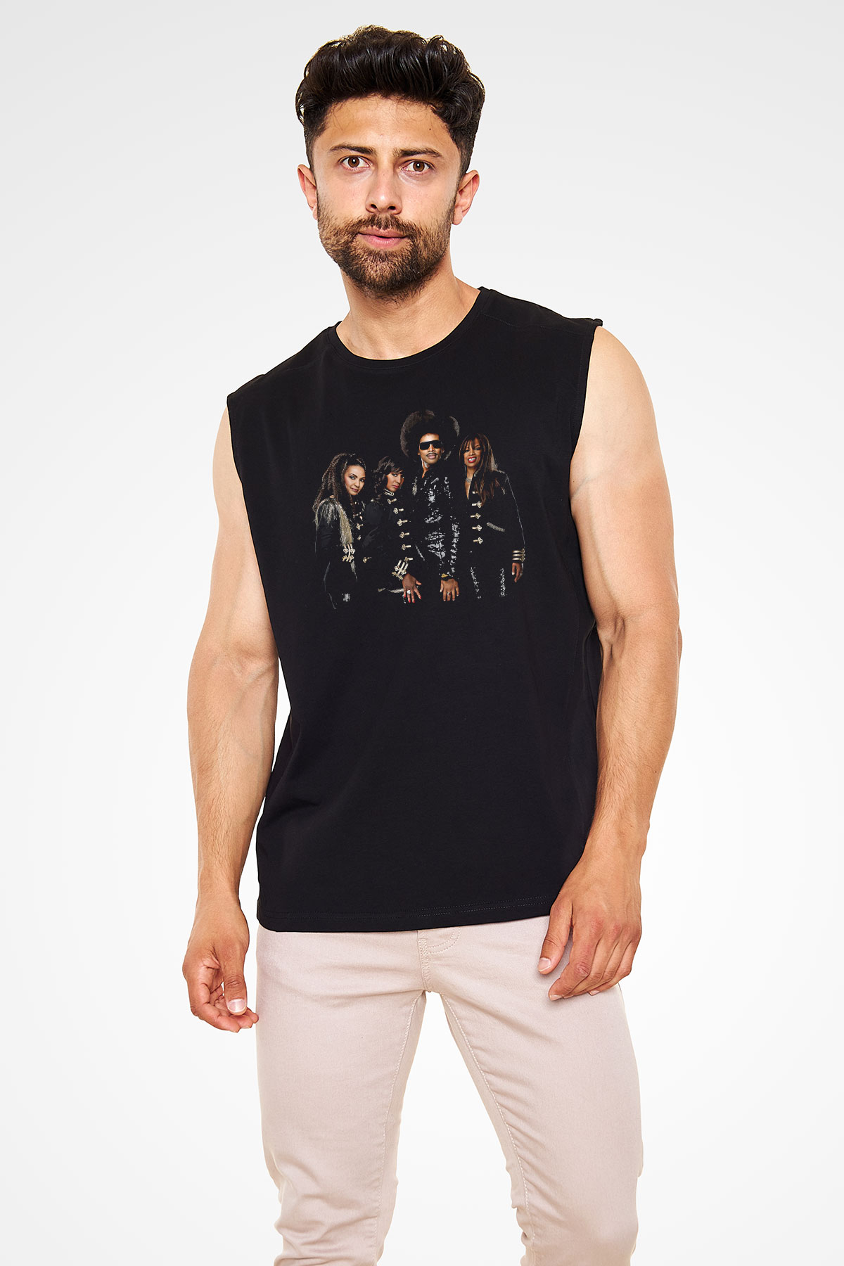 Boney M Baskılı Unisex Siyah Kolsuz Tişört - Tshirt