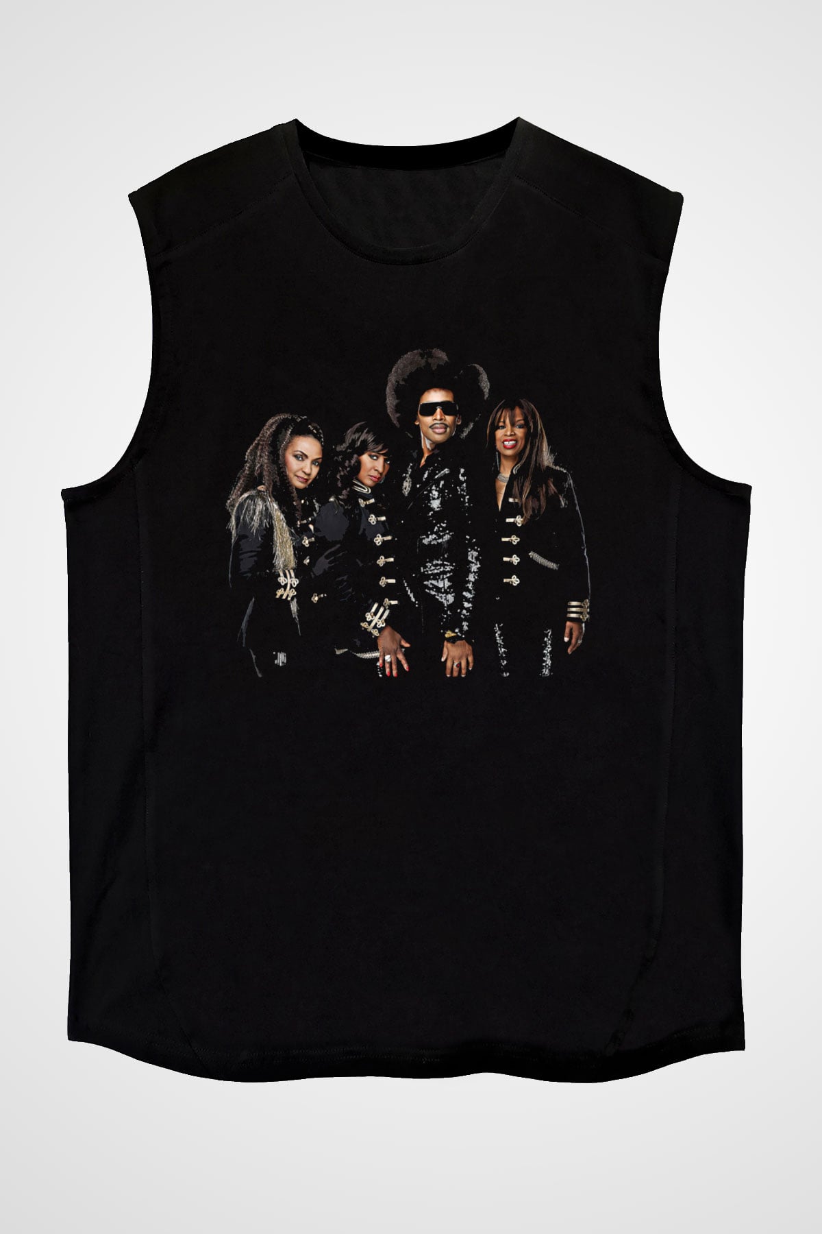 Boney M Baskılı Unisex Siyah Kolsuz Tişört - Tshirt
