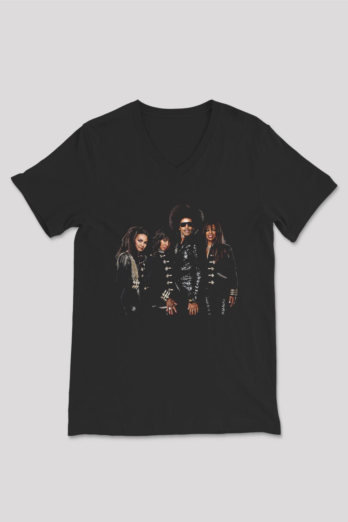 Boney M Baskılı Unisex Siyah V Yaka Tişört - Tshirt