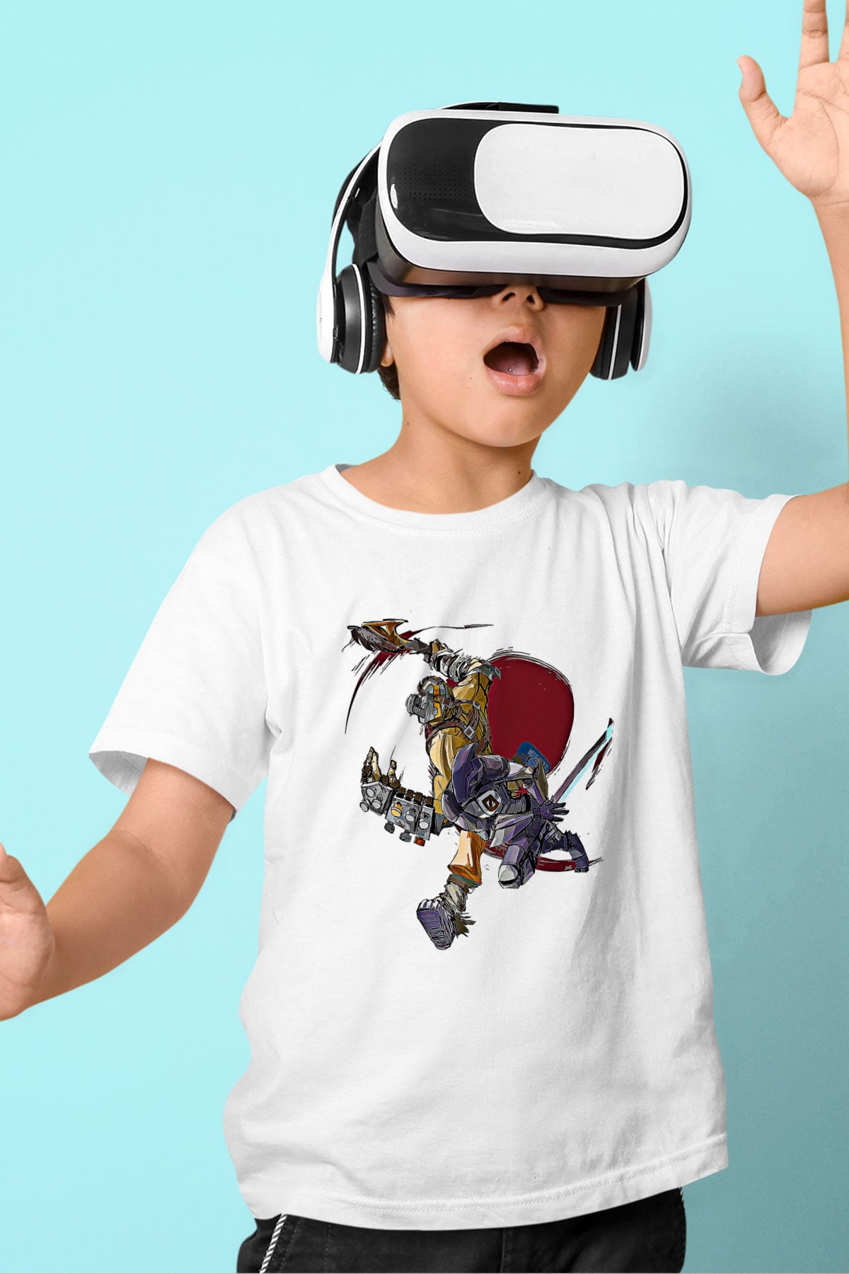 Borderlands Baskılı Beyaz Unisex Beyaz Çocuk Tişört - Tshirt