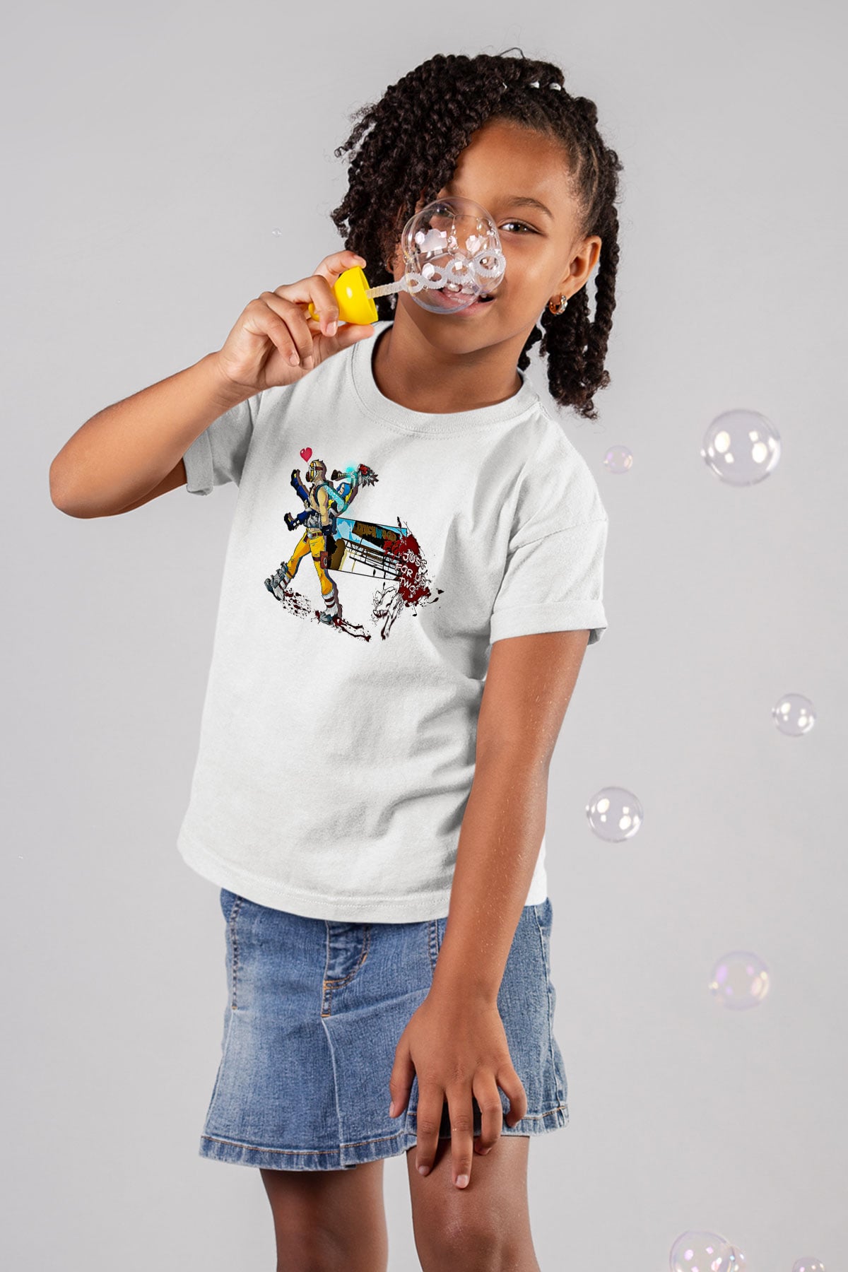 Borderlands Baskılı Beyaz Unisex Beyaz Çocuk Tişört - Tshirt