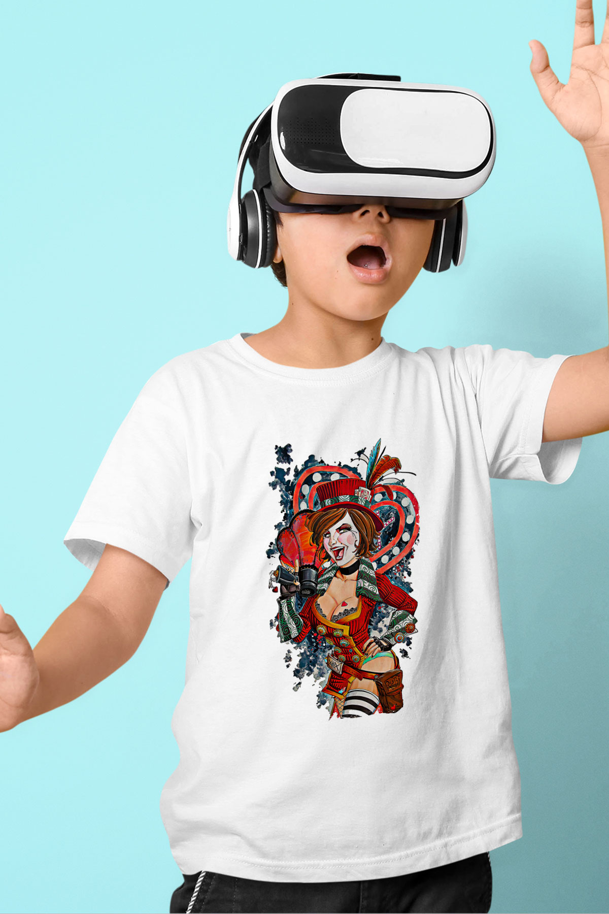 Borderlands Baskılı Beyaz Unisex Beyaz Çocuk Tişört - Tshirt