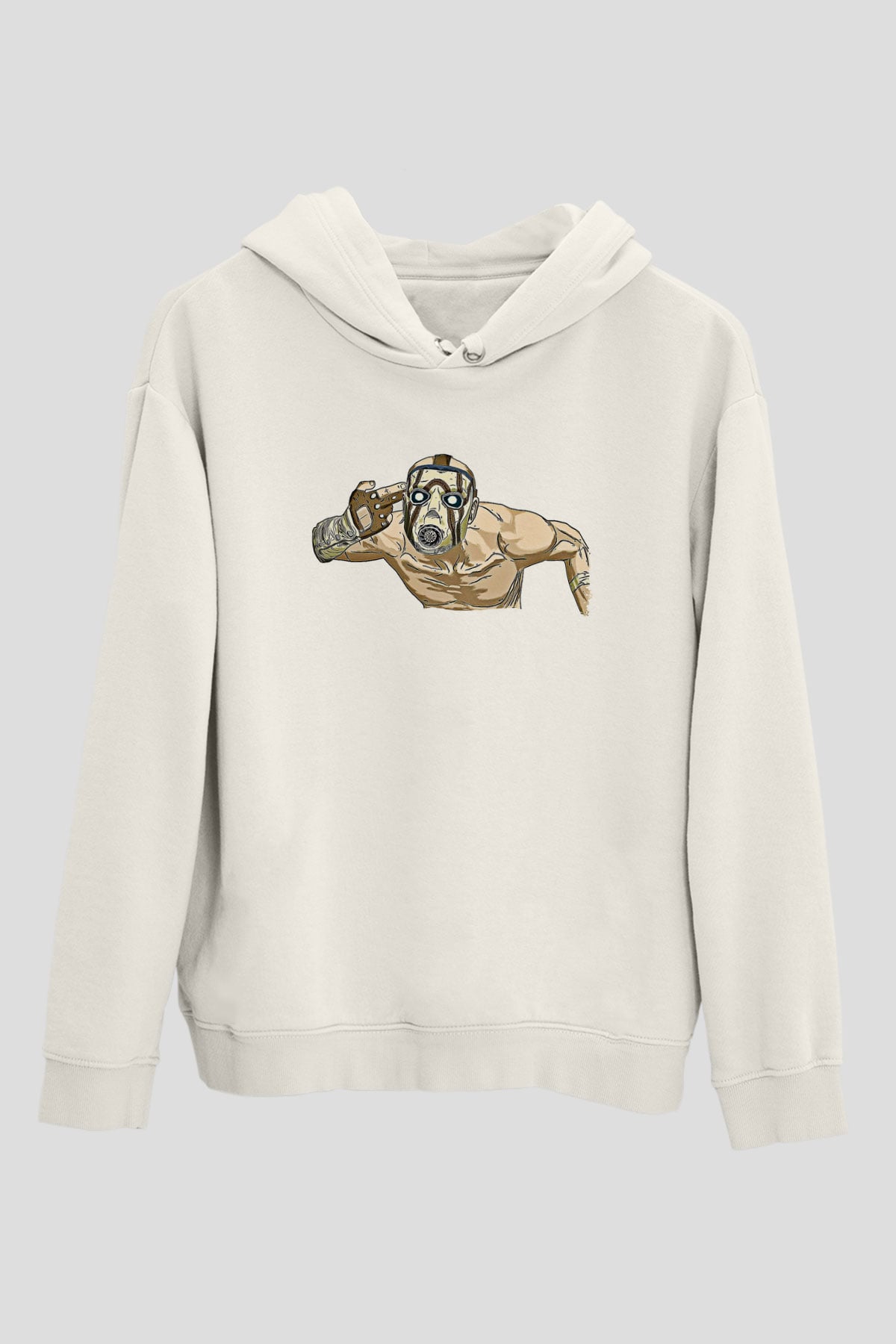 Borderlands Baskılı Beyaz Unisex Kapüşonlu Sweatshirt